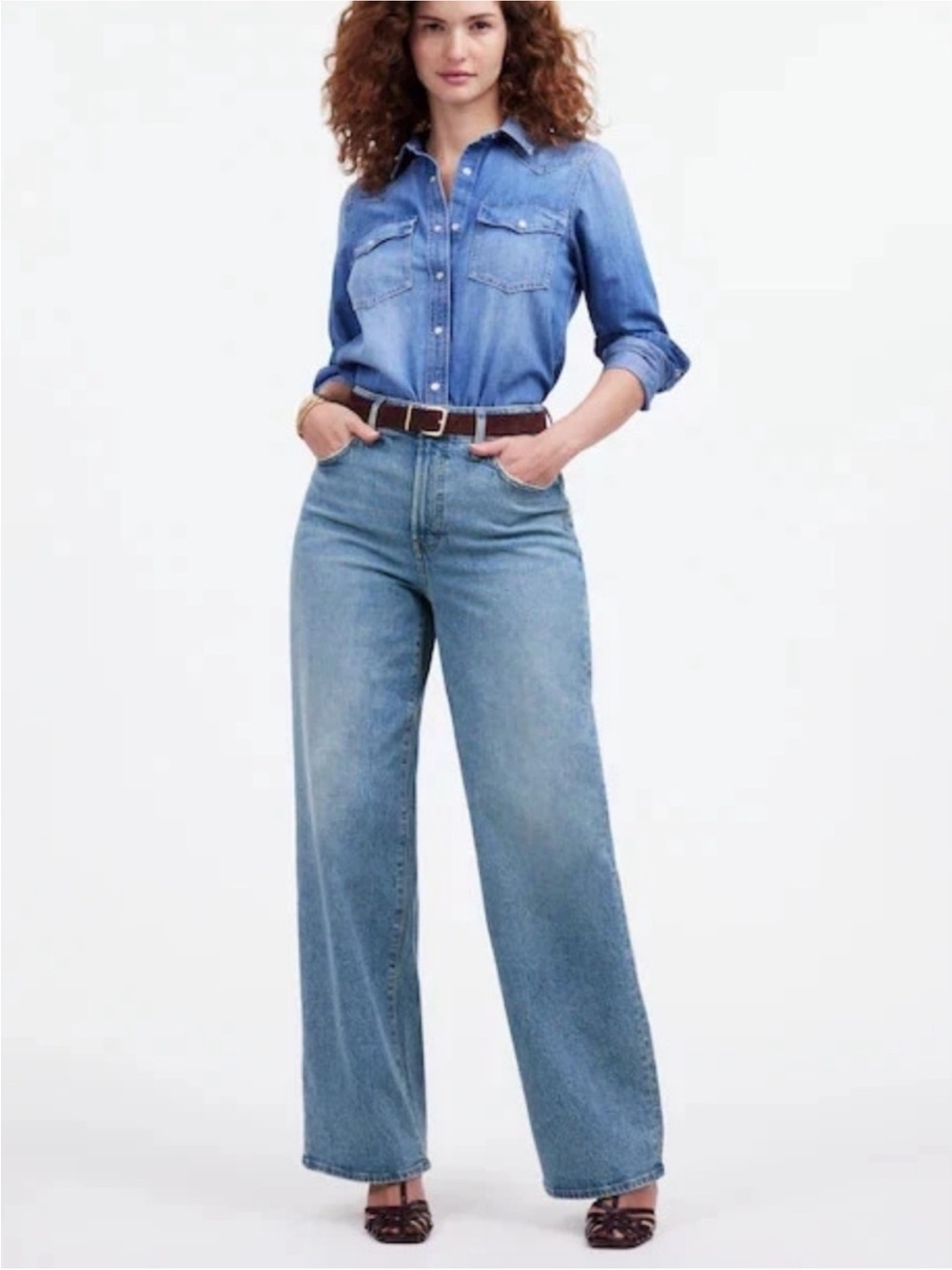 Madewell The Curvy Perfect Vintage Wide Leg Jean Womens 25 Enmore Wash Stretch